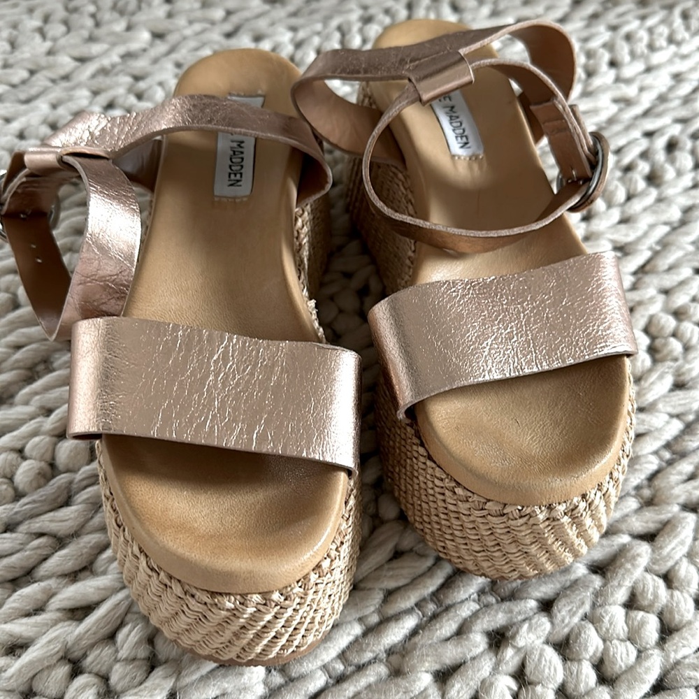 Steve Madden Rose Gold Platform Sandals